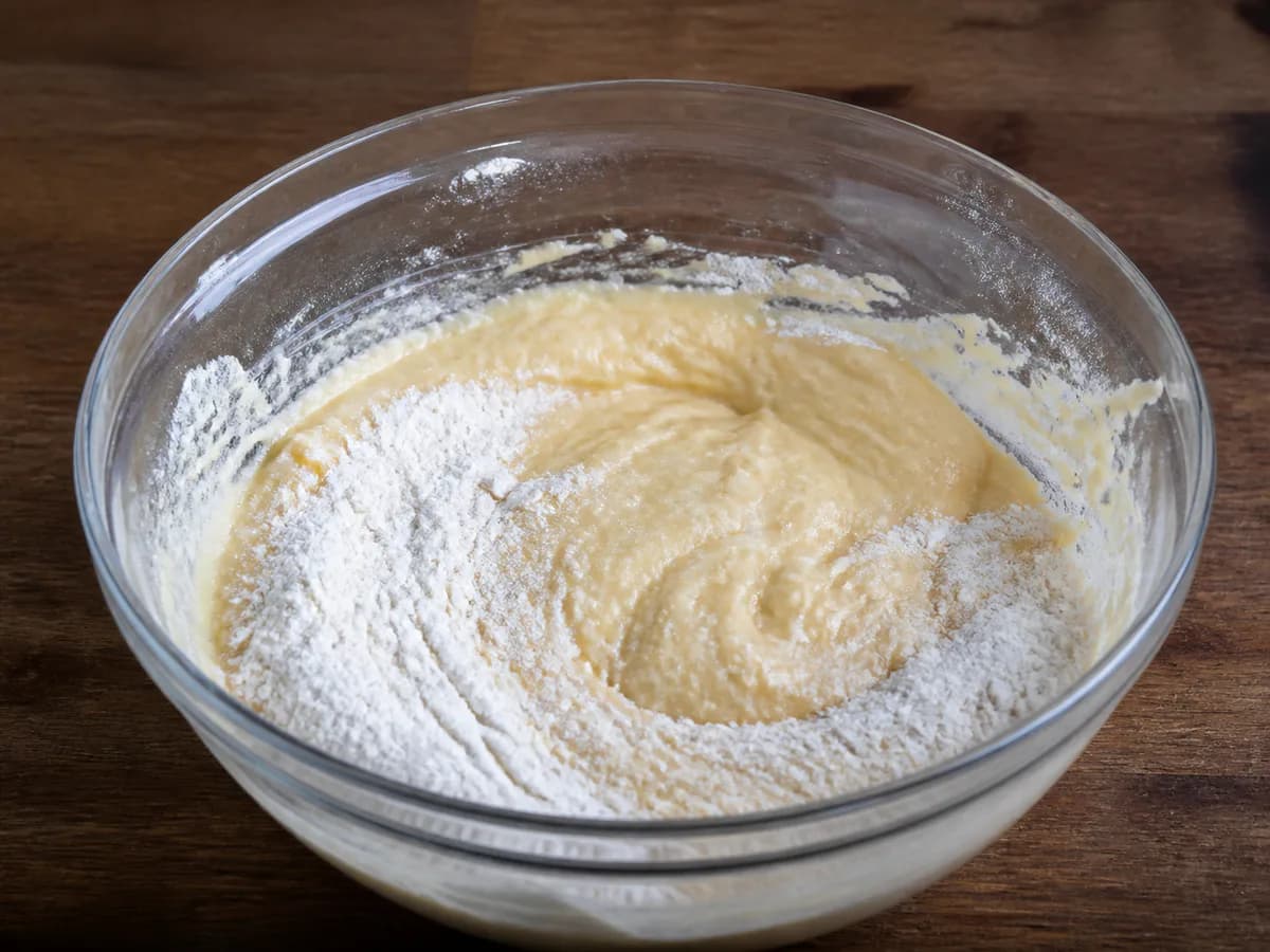 Preparação de Bolo de Bacon Salgado durante a confeção