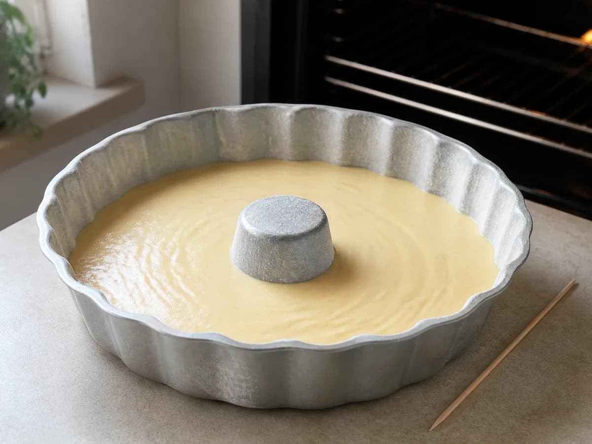 Preparação de Bolo de Calda de Coco durante a confeção