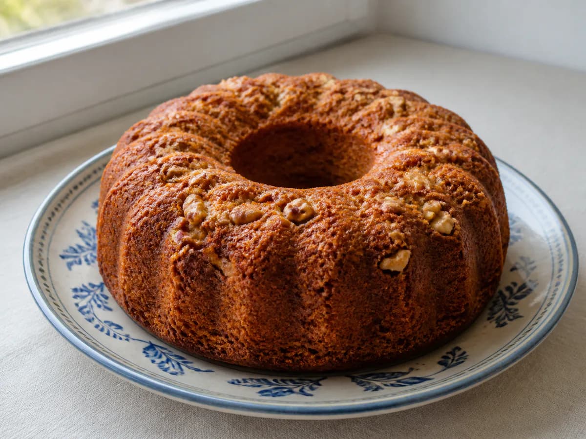 Bolo de Canela e Nozes com Manteiga e Iogurte