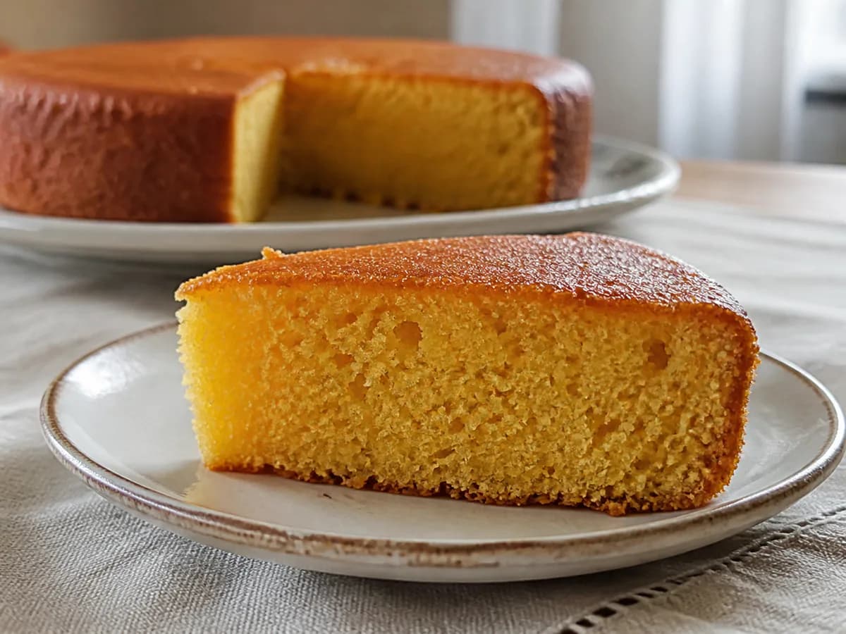 Pormenor de uma porção de Bolo de Laranja da Terra