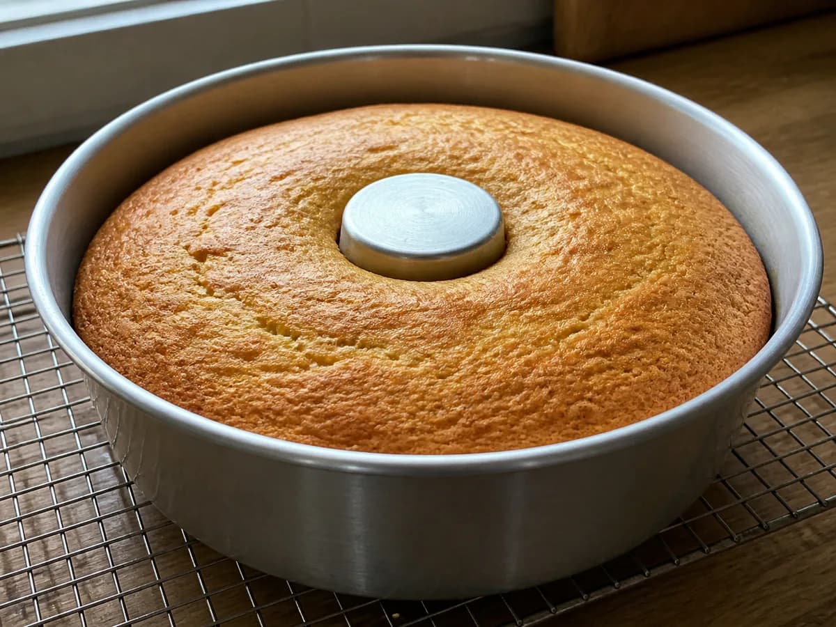 Preparação de Bolo de Maracujá Delicioso durante a confeção