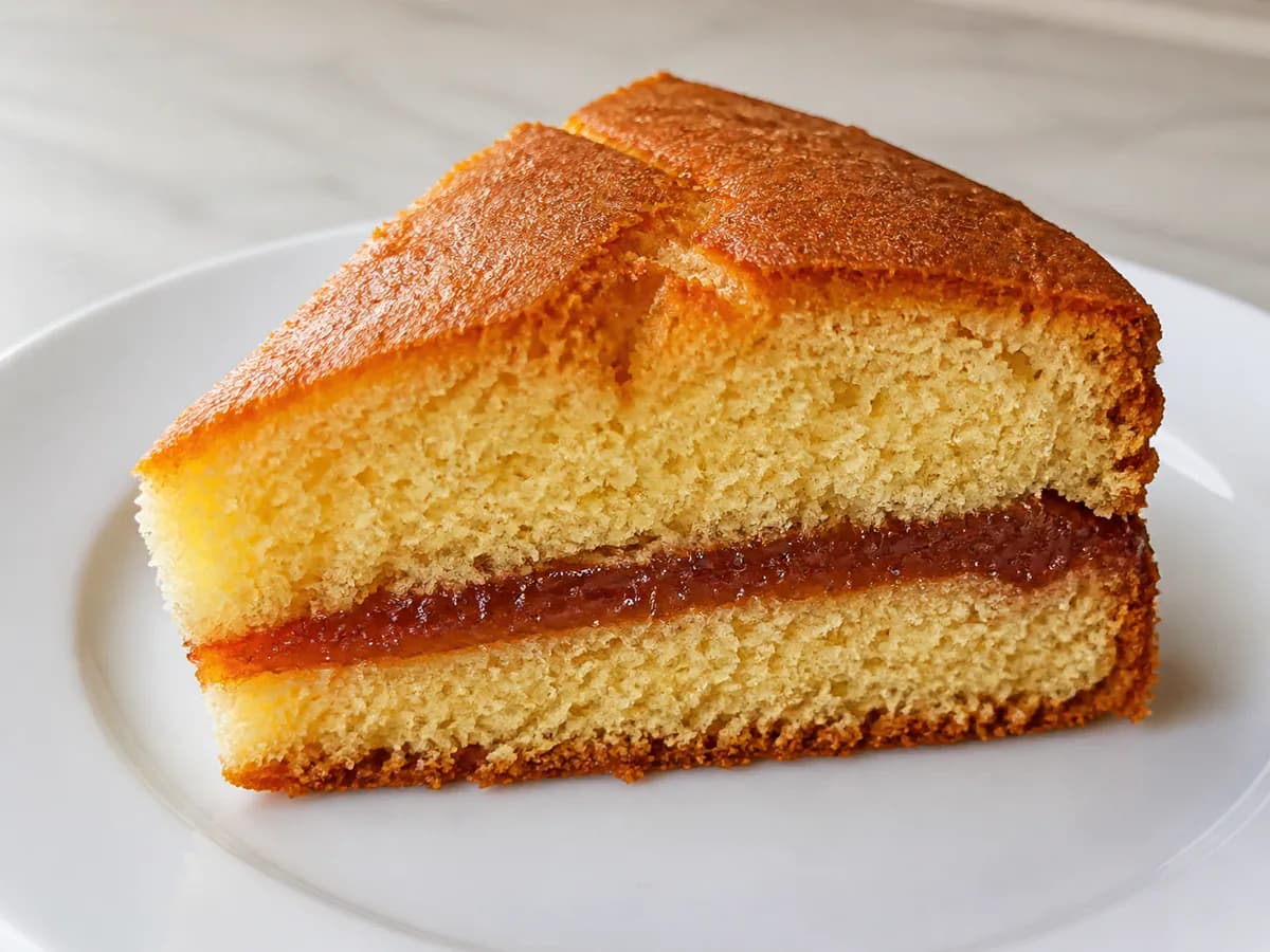 Pormenor de uma porção de Bolo de Marmelada na Bimby