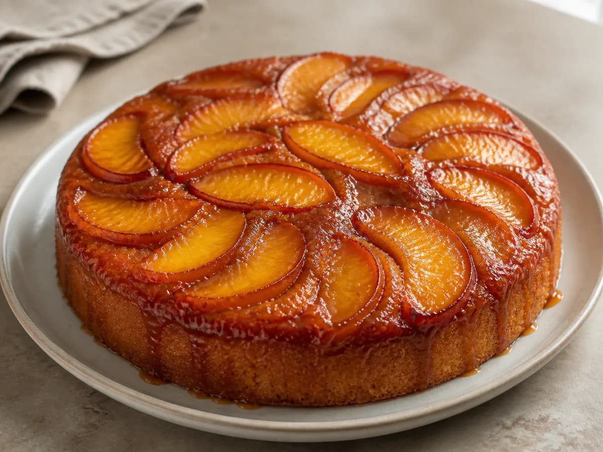 Bolo de Pêssego Caramelizado
