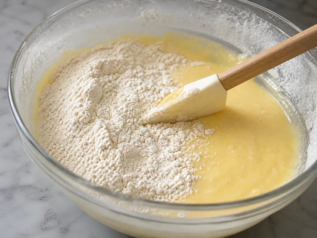 Preparação de Bolo de Iogurte e Limão durante a confeção