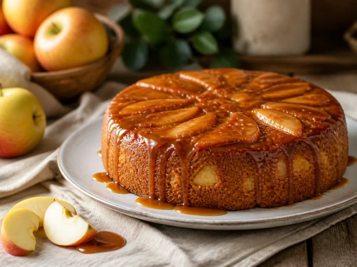 Bolo Molhado de Maçã e Caramelo