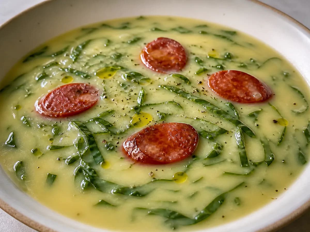 Pormenor de uma porção de Caldo Verde da Aldeia
