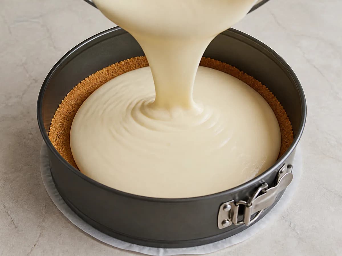 Preparação de Cheesecake de Caramelo Salgado durante a confeção