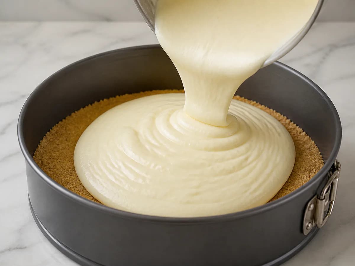 Preparação de Cheesecake de Lima Refrescante durante a confeção