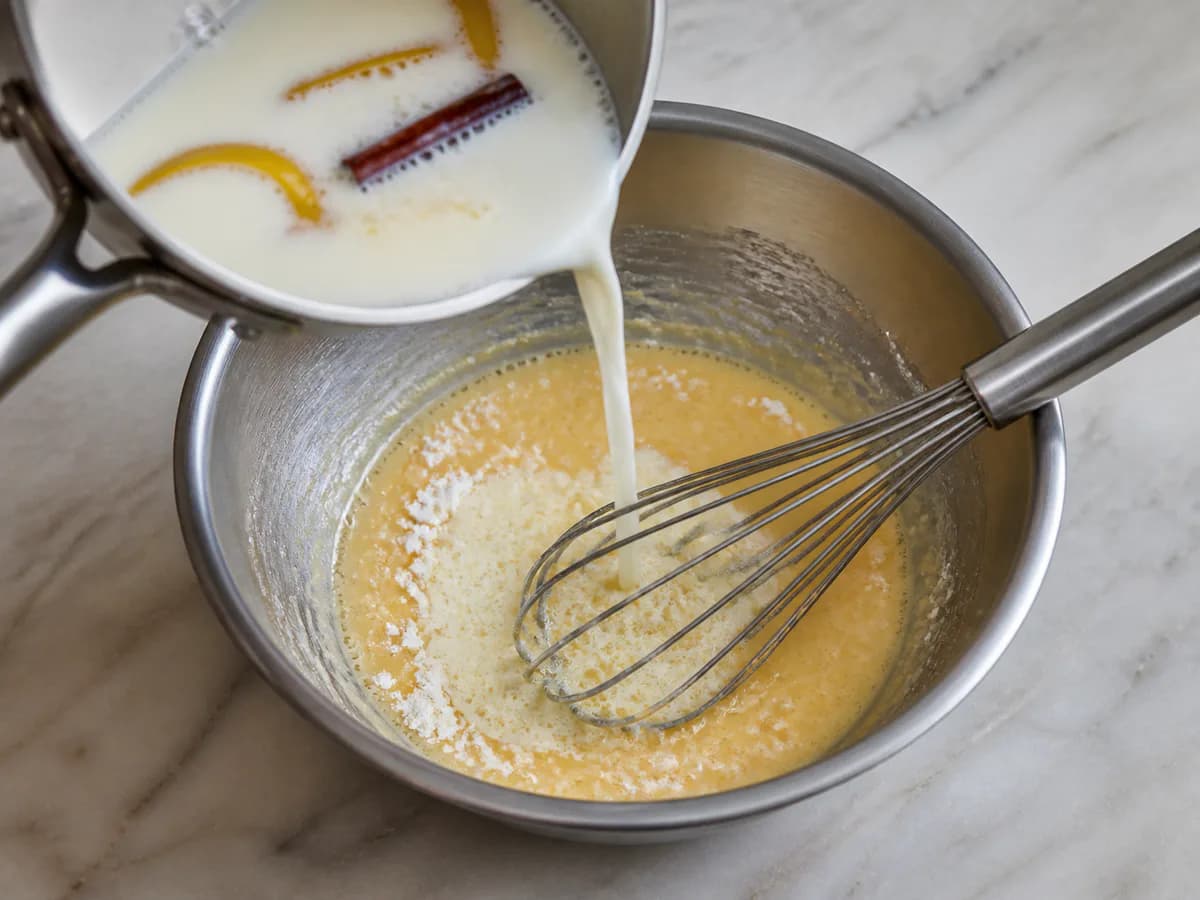 Preparação de Creme de Pasteleiro durante a confeção