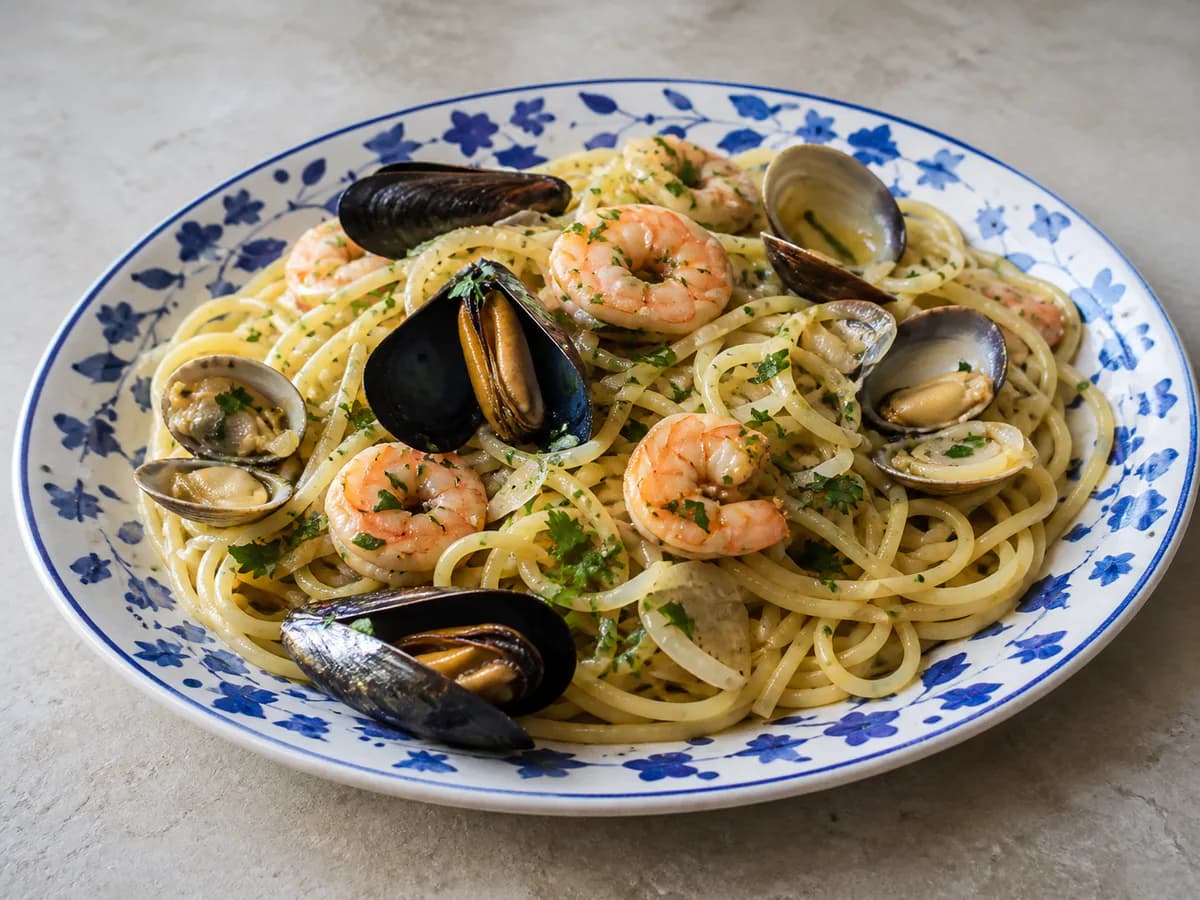 Esparguete com Marisco à Portuguesa