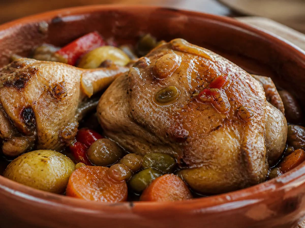 Pormenor de uma porção de Frango na Púcara
