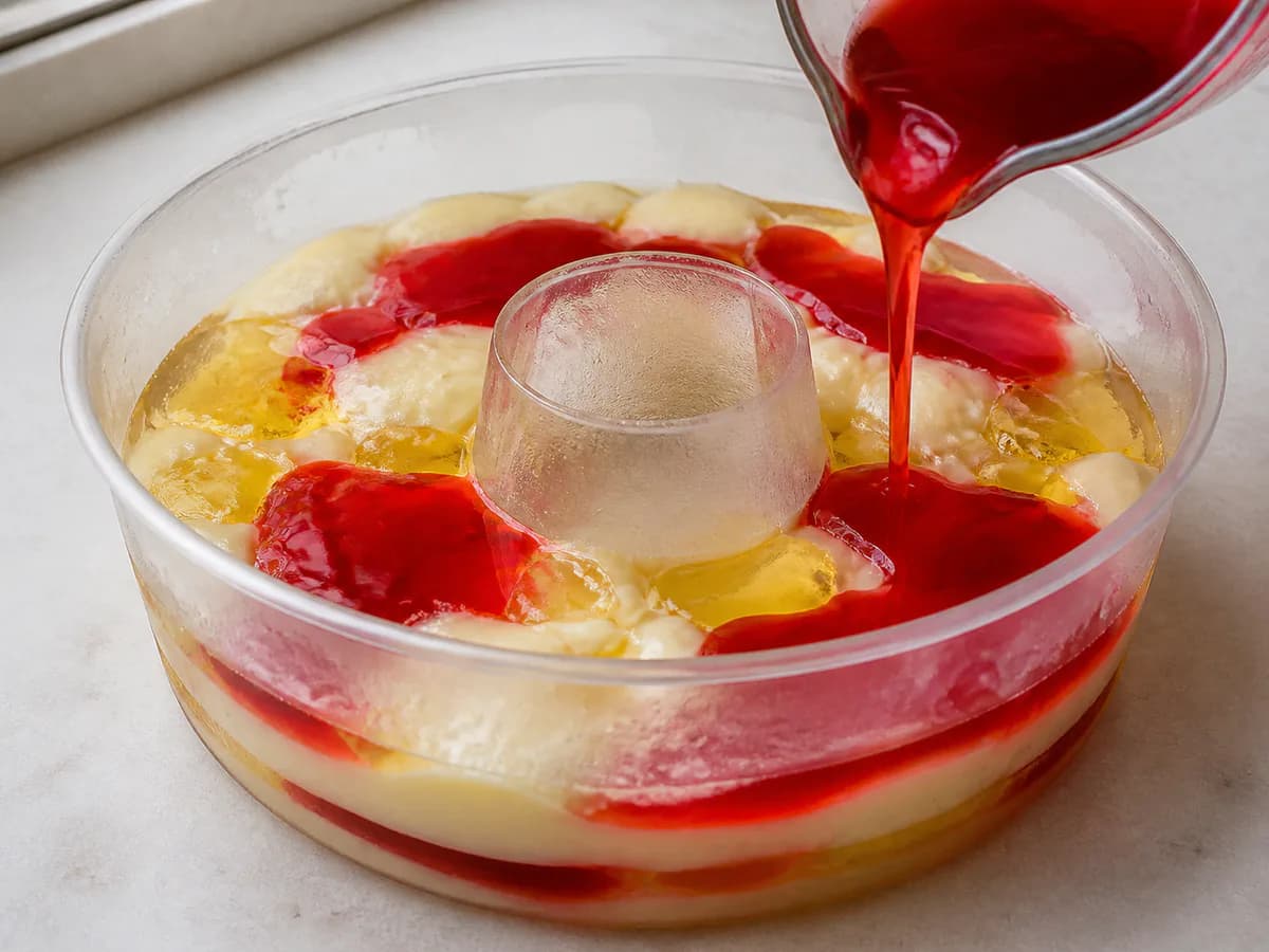 Preparação de Gelatinas Bicolor Refrescantes durante a confeção