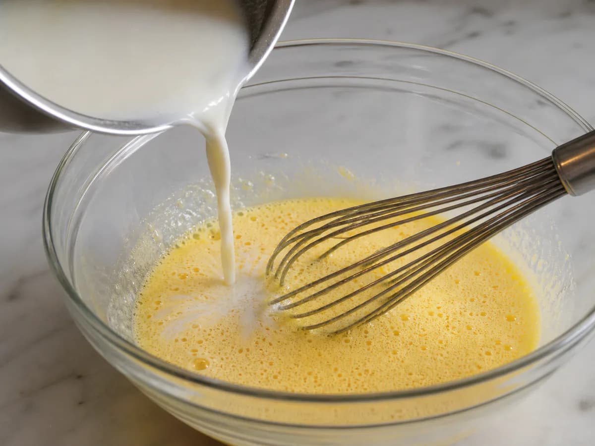 Preparação de Leite Creme Liso durante a confeção