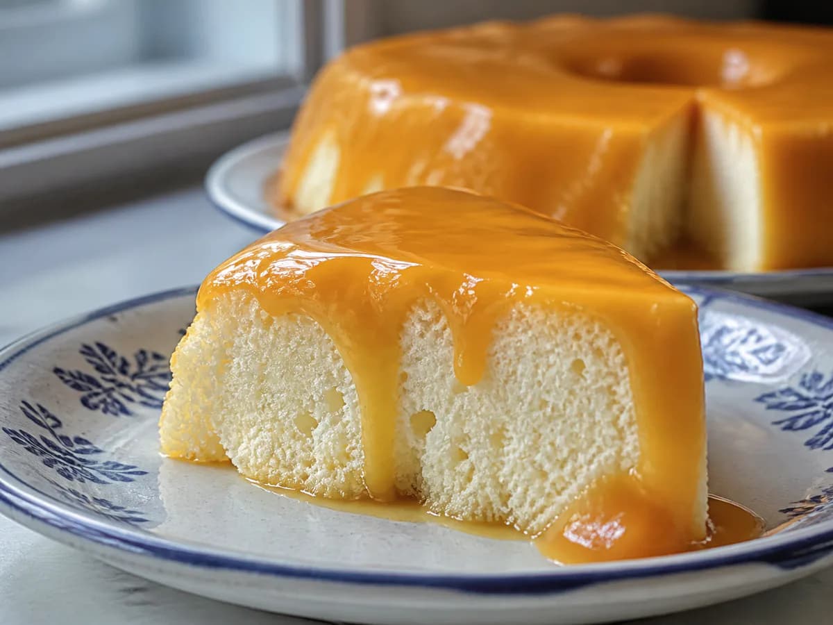 Pormenor de uma porção de Molotof com Doce de Ovos