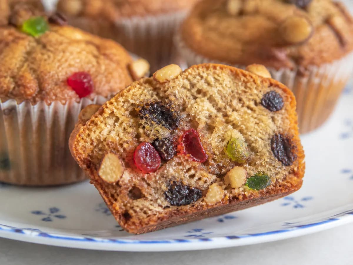 Pormenor de uma porção de Natal Num Muffin