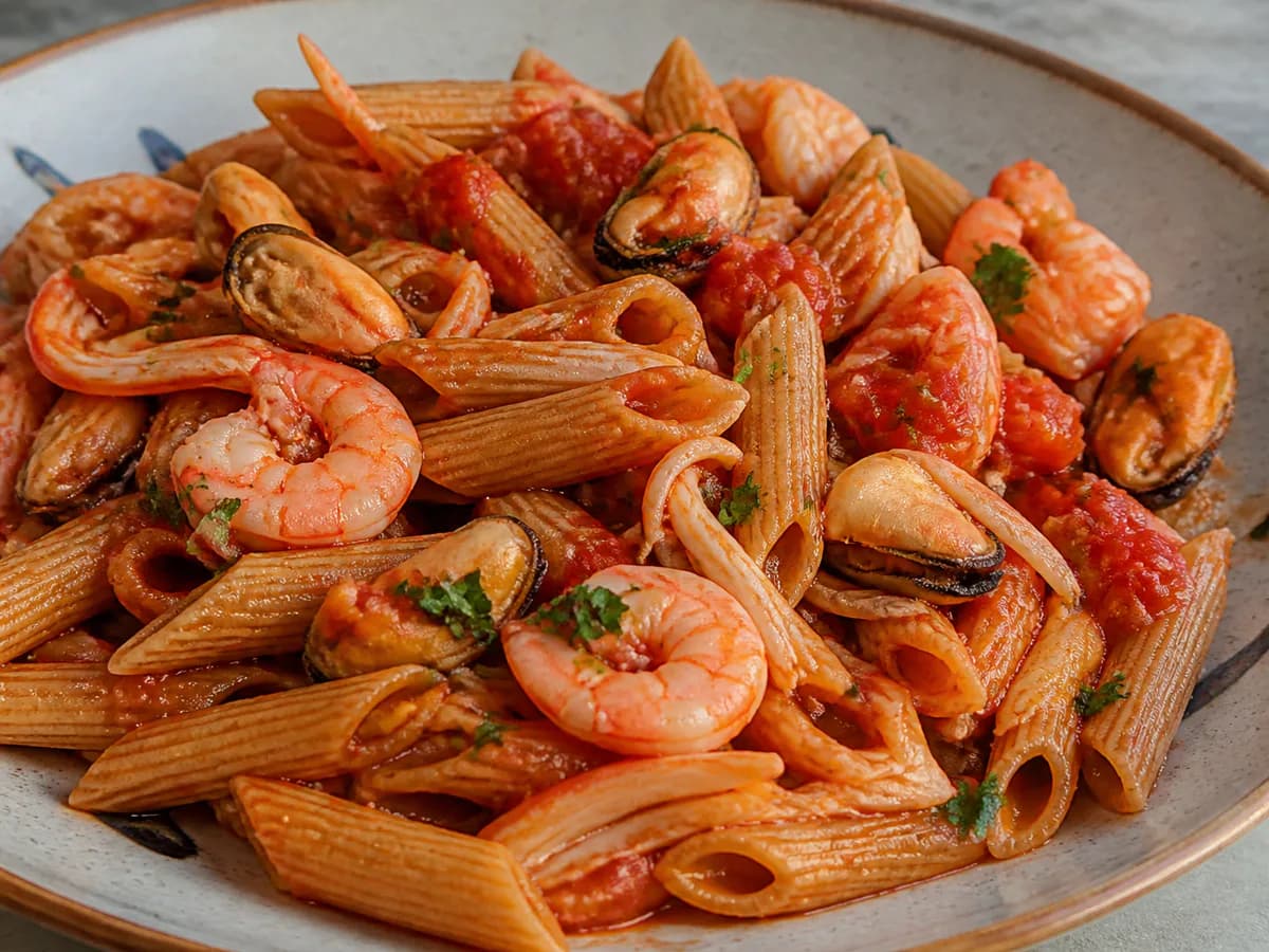 Pormenor de uma porção de Pasta do Mar de Dieta