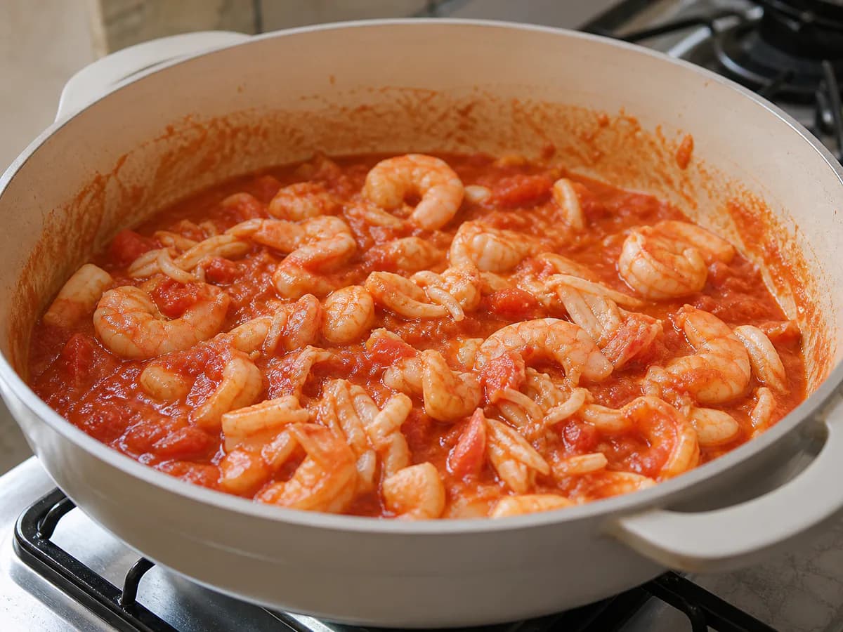 Preparação de Pasta do Mar de Dieta durante a confeção