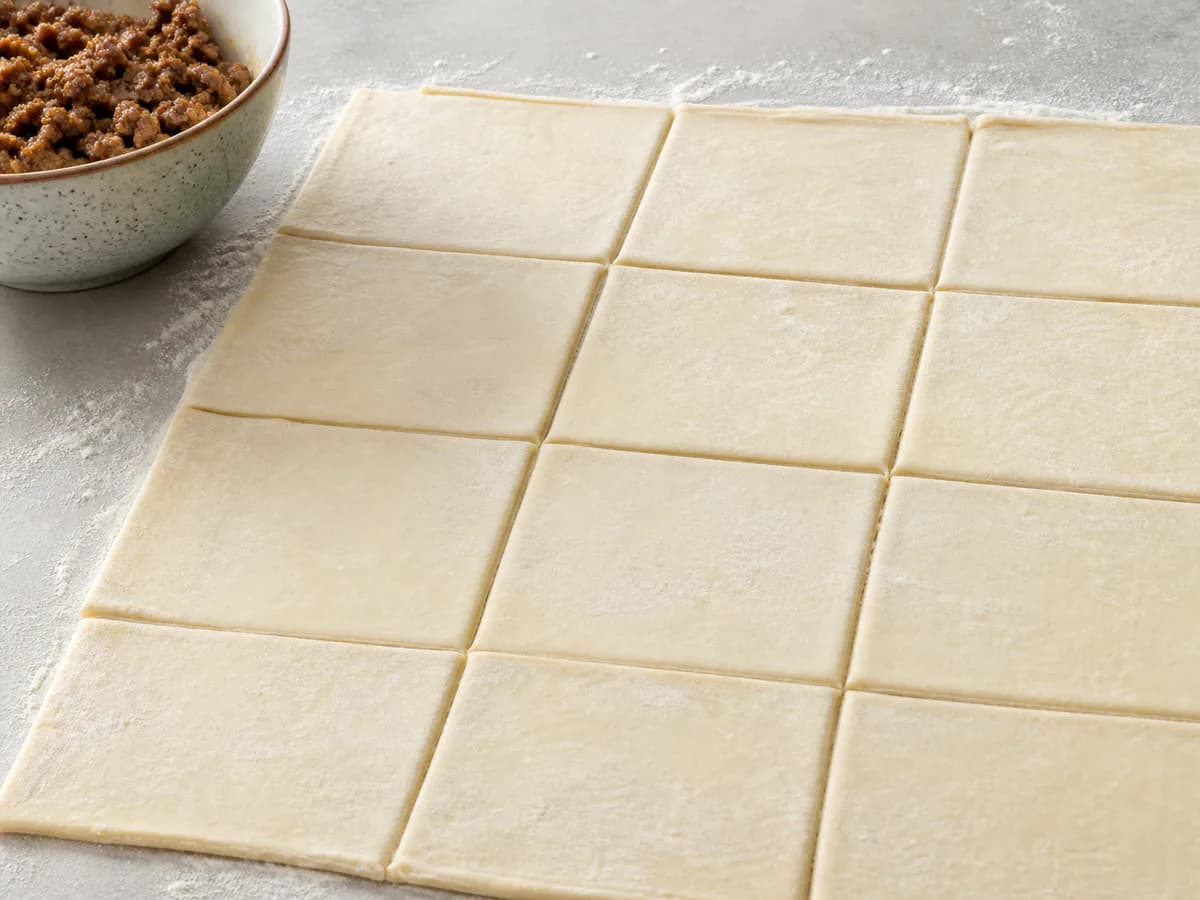 Preparação de Pastéis de Carne à Portuguesa durante a confeção