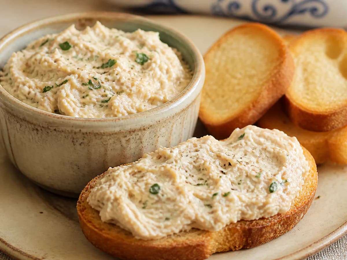 Pormenor de uma porção de Paté de Atum e Requeijão Cremoso