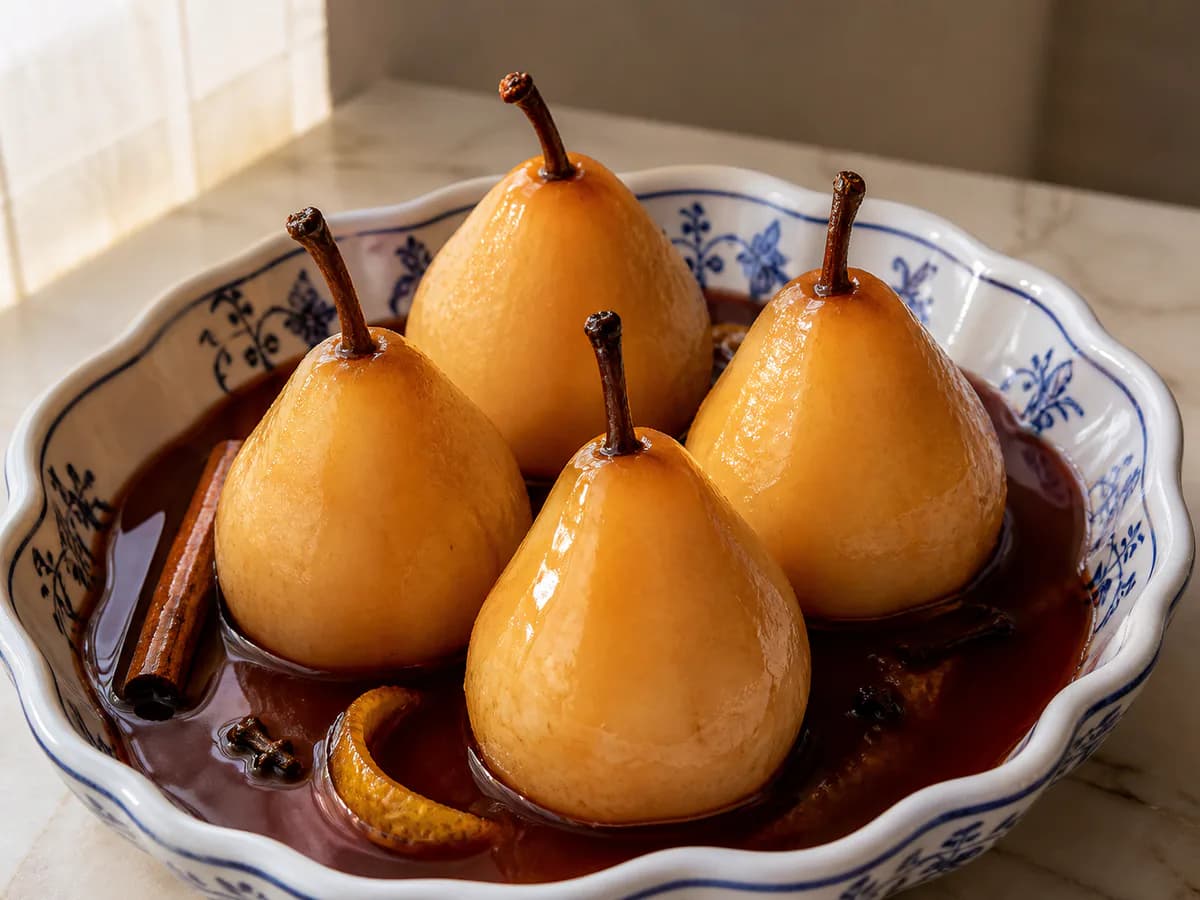 Peras Caramelizadas com Vinho do Porto