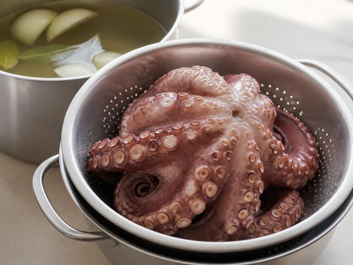 Preparação de Polvo na Fornalha durante a confeção