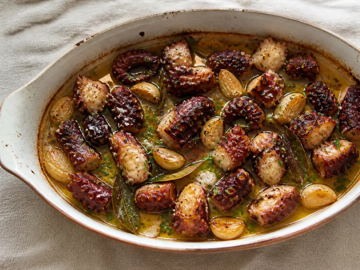 Polvo no Forno ao Alho e Azeite