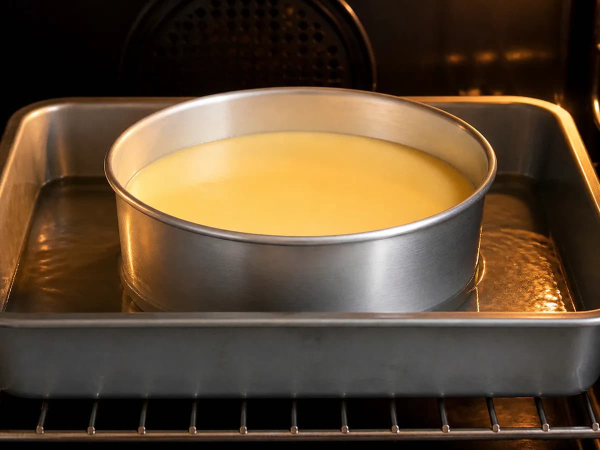 Preparação de Pudim de Iogurte Cremoso durante a confeção