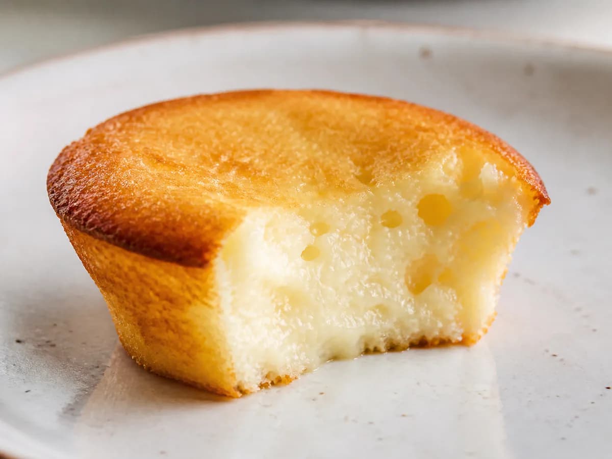 Pormenor de uma porção de Queijadas de Iogurte