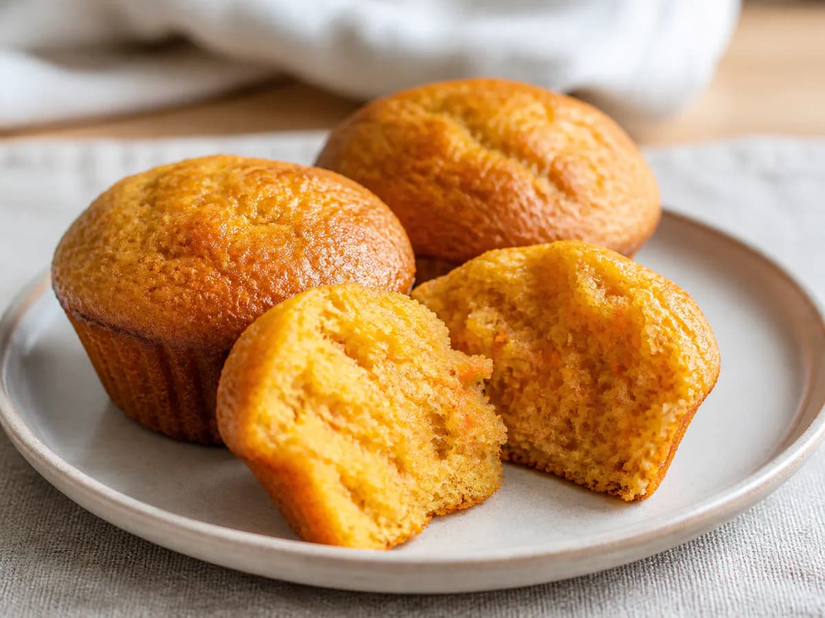 Pormenor de uma porção de Queques de Cenoura Deliciosos