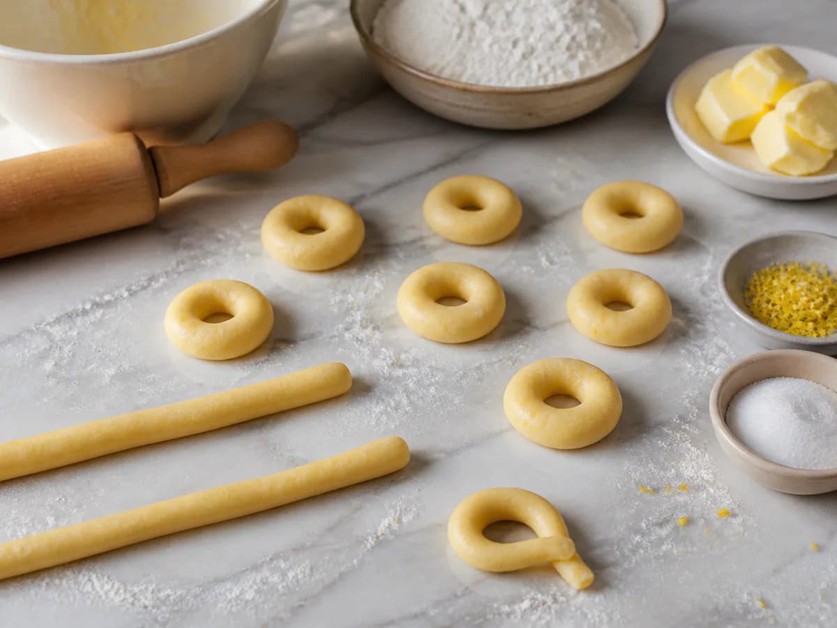 Preparação de Rosquinhas durante a confeção