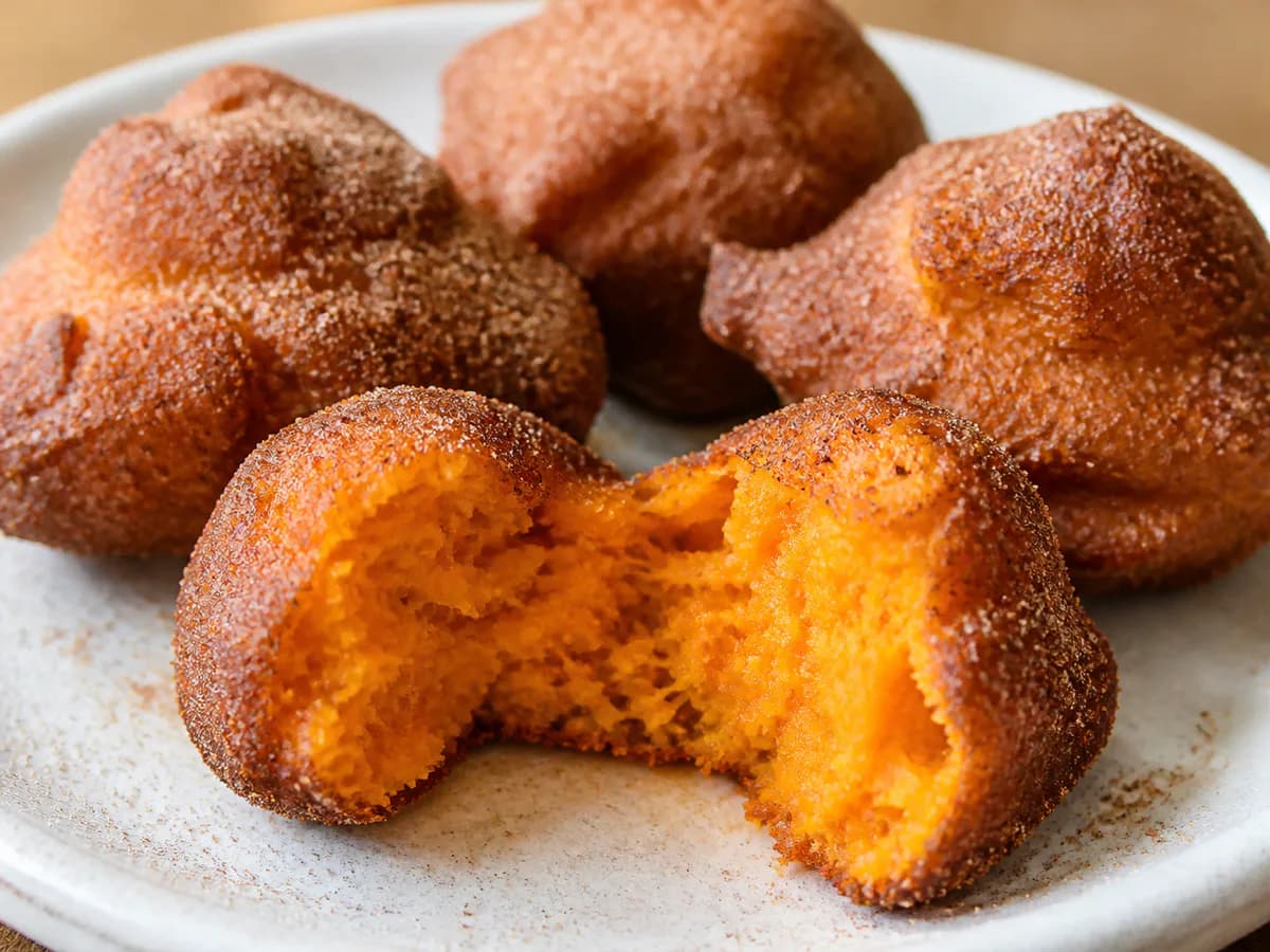 Pormenor de uma porção de Sonhos de Cenoura sem Leite
