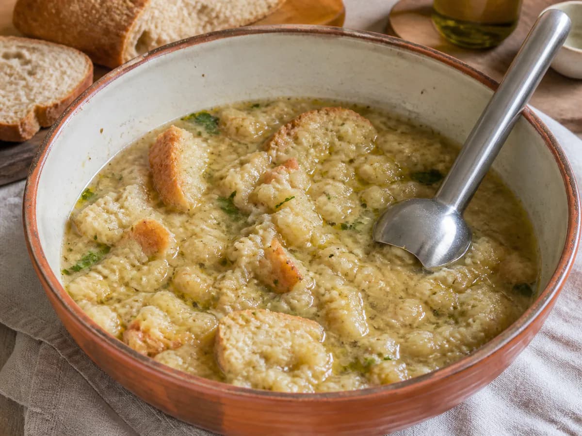 Preparação de Sopa Alentejana durante a confeção