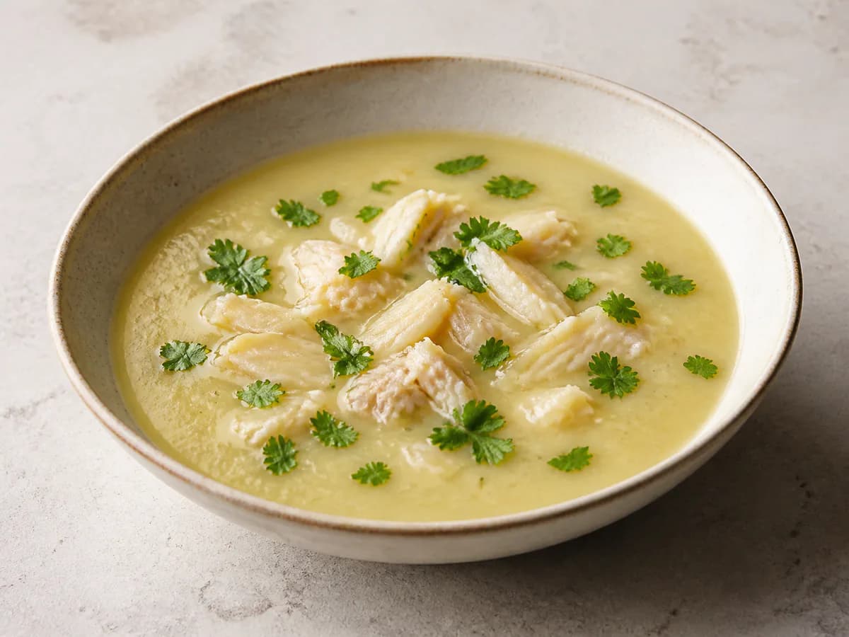 Pormenor de uma porção de Sopa de Bacalhau à Minhota na Bimby