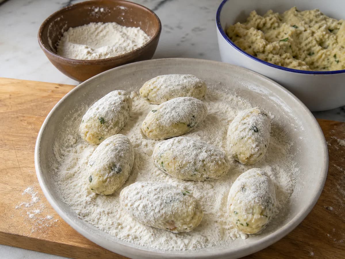 Preparação de Talassas de Bacalhau durante a confeção