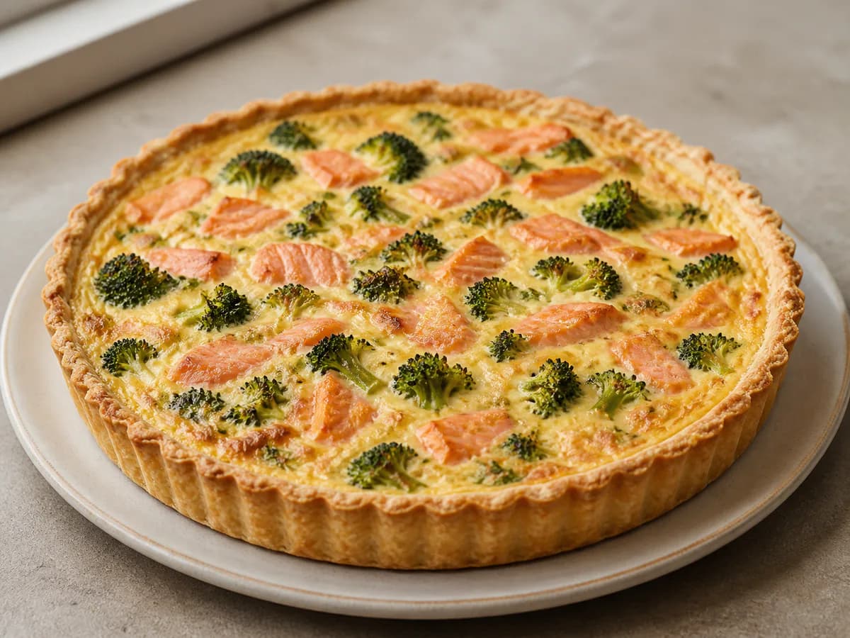 Tarte de Brócolos e Salmão