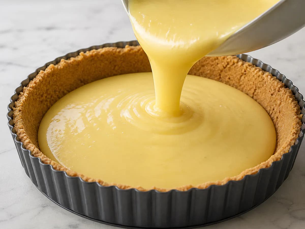 Preparação de Tarte de Limão com Merengue e Mais Sumo durante a confeção