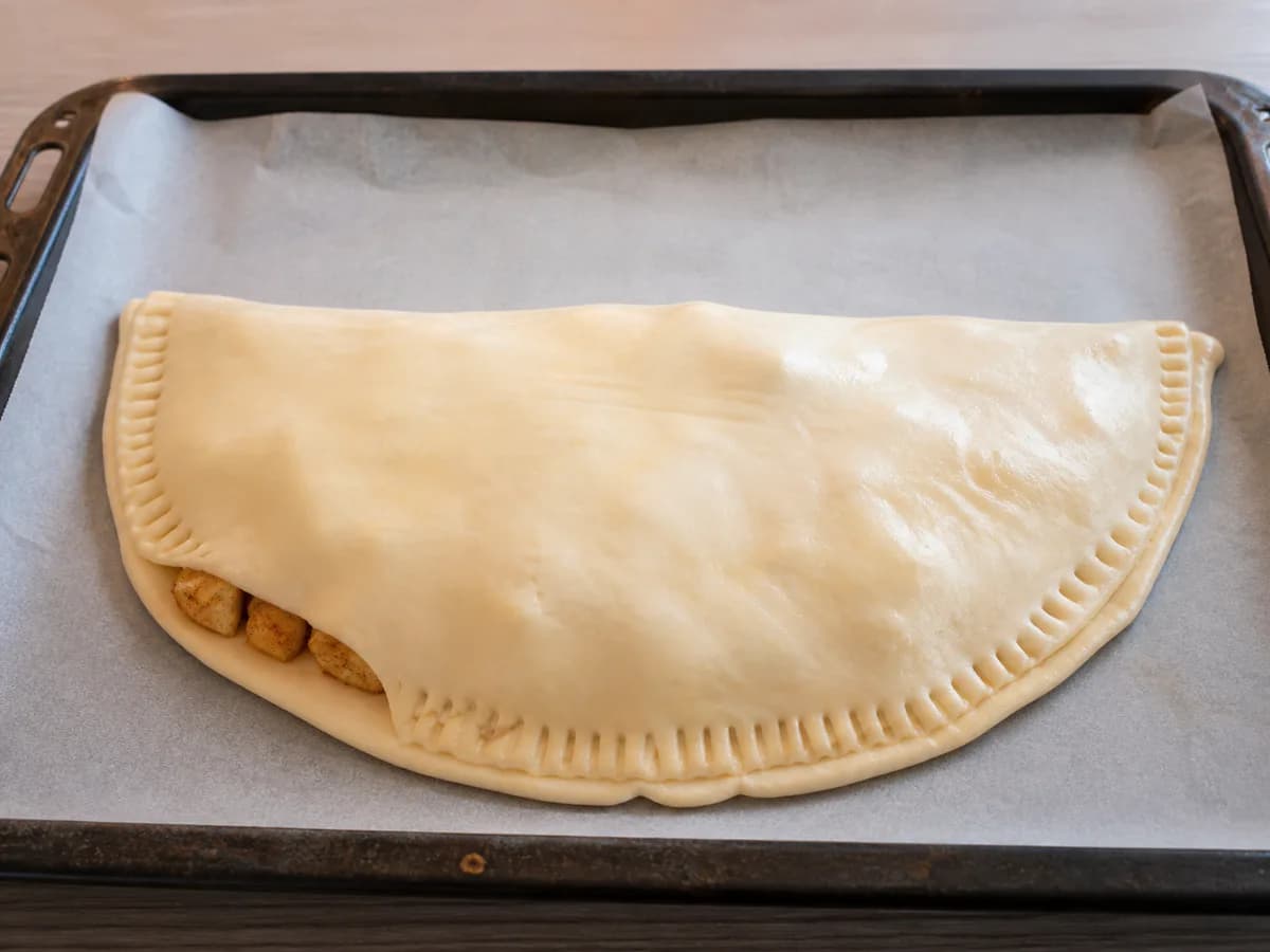 Preparação de Tarte de Maçã Rápida durante a confeção