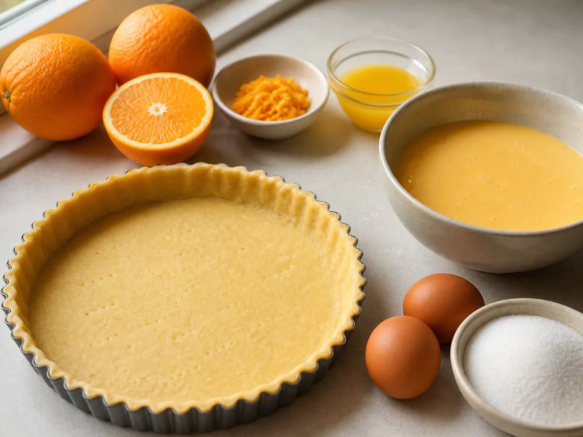 Preparação de Tarte Doce de Laranja durante a confeção
