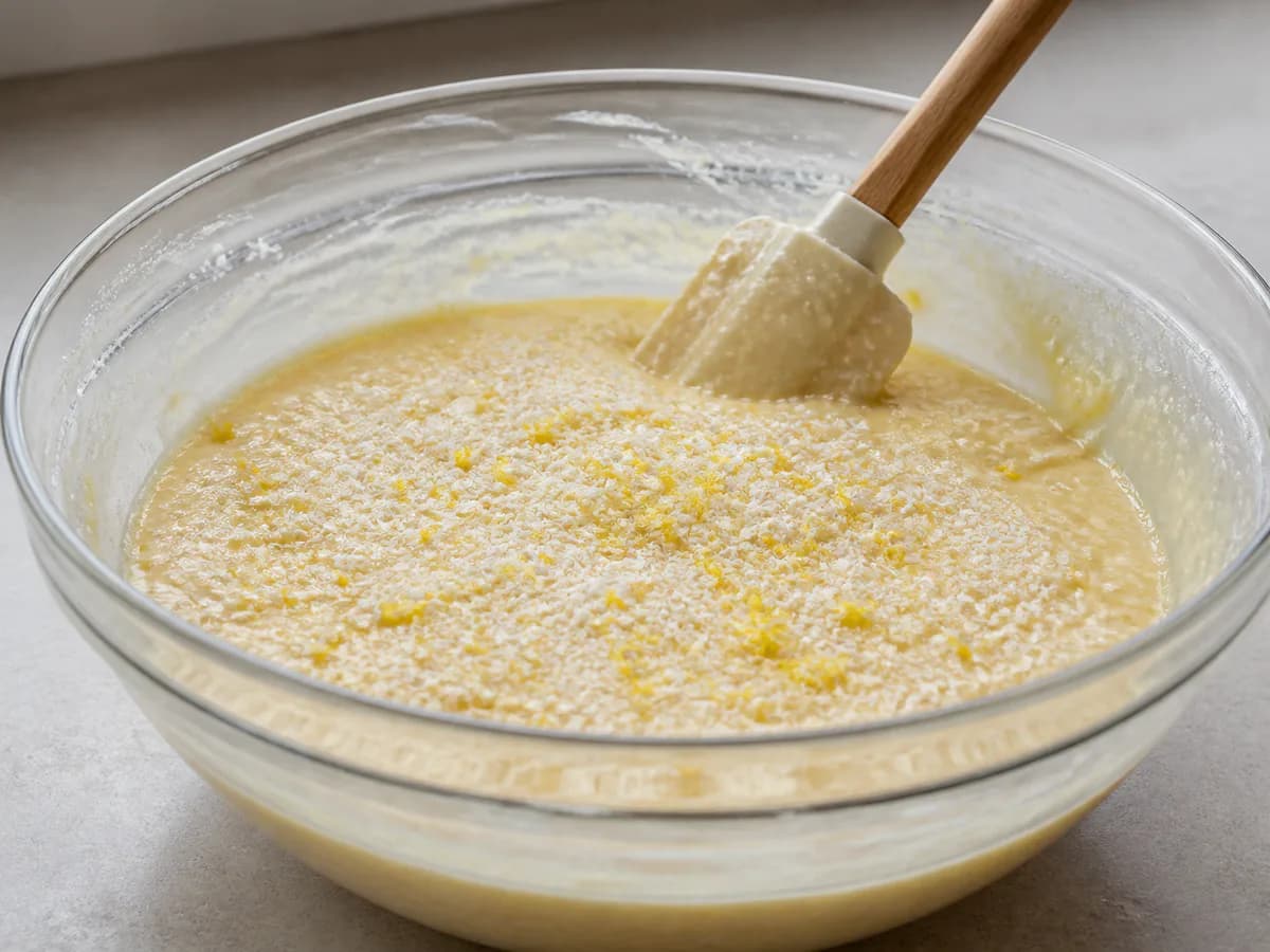 Preparação de Tarte Húmida de Coco durante a confeção
