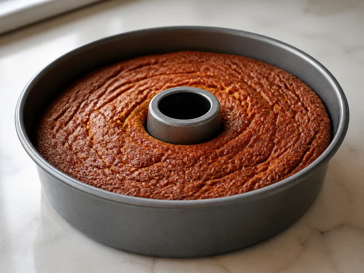 Preparação de Torta de Cenoura com Cobertura de Chocolate durante a confeção