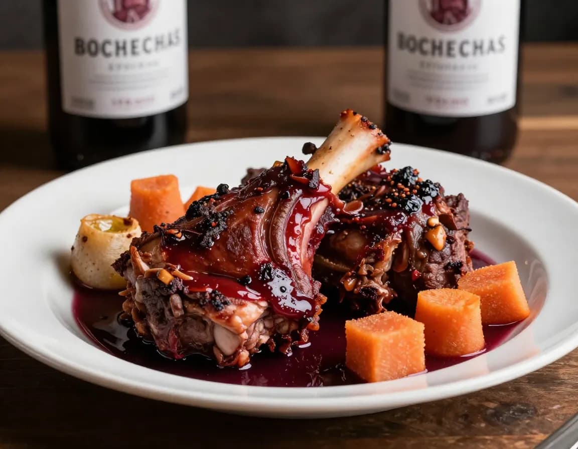 Bochechas de Porco Estufadas em Vinho Tinto