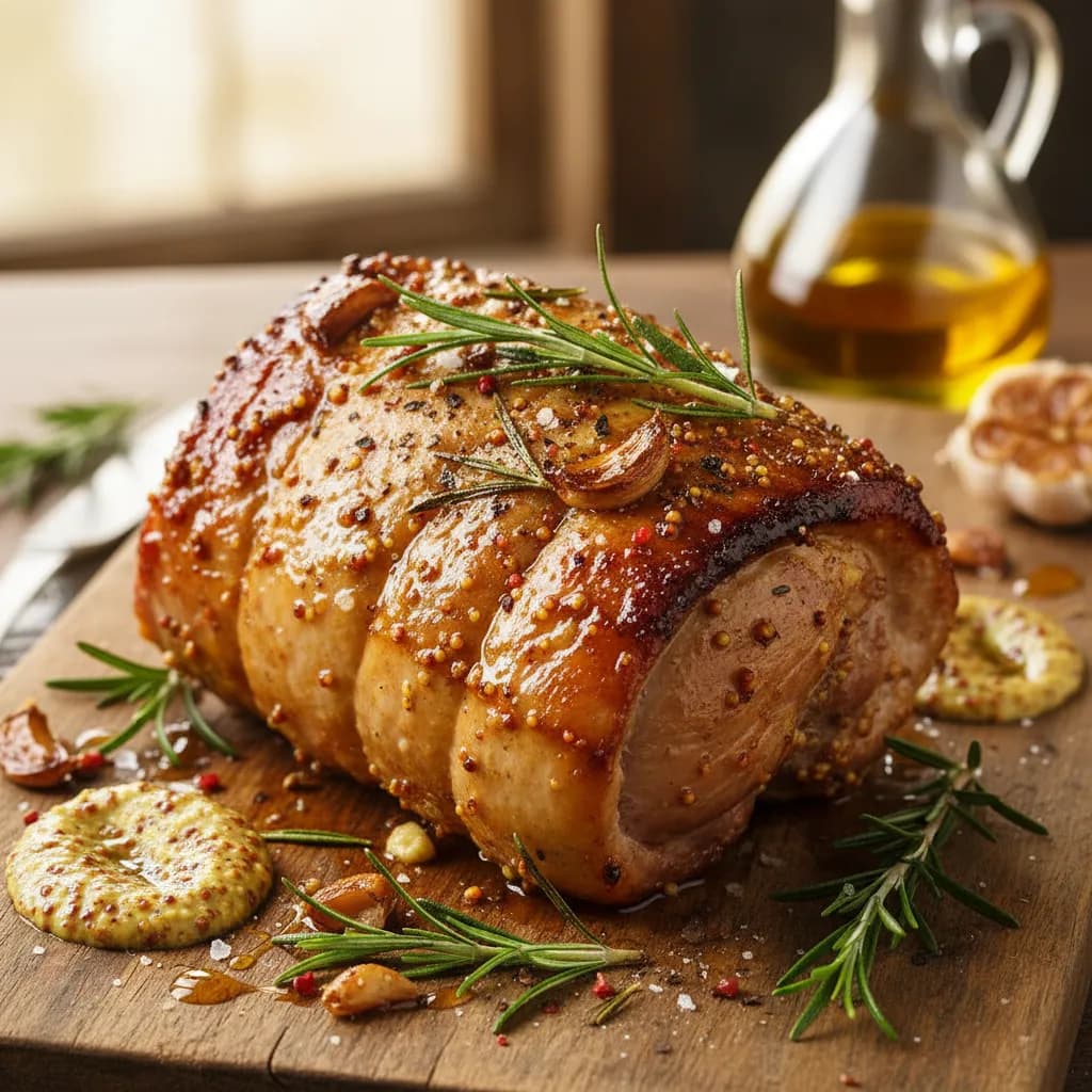 Lombo Assado no Forno com Mostarda, Alecrim e Mel