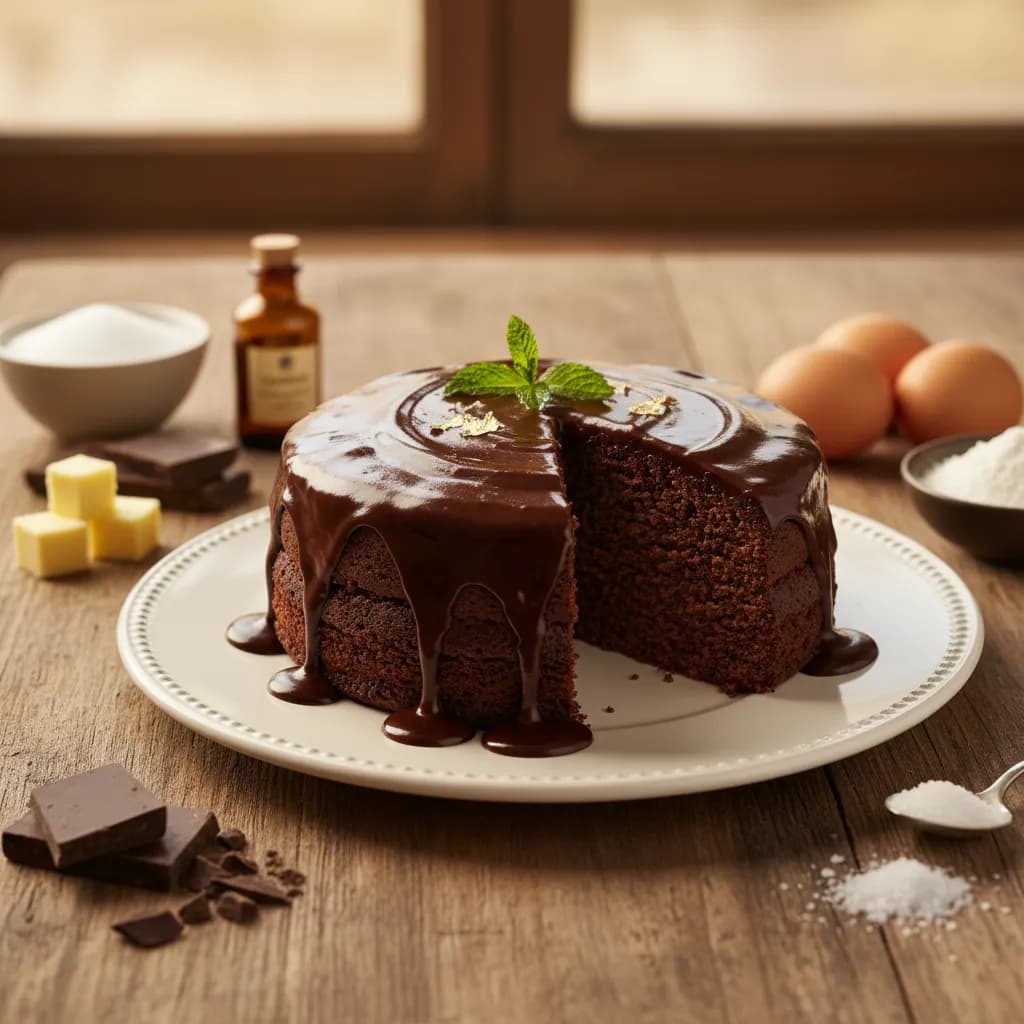 Bolo de Tablete de Chocolate com Cobertura de Chocolate