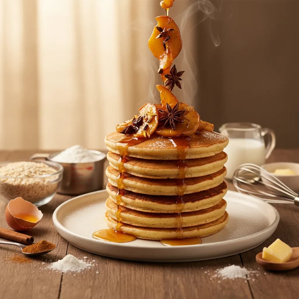 Panquecas de Aveia e Canela com Maçã Caramelizada