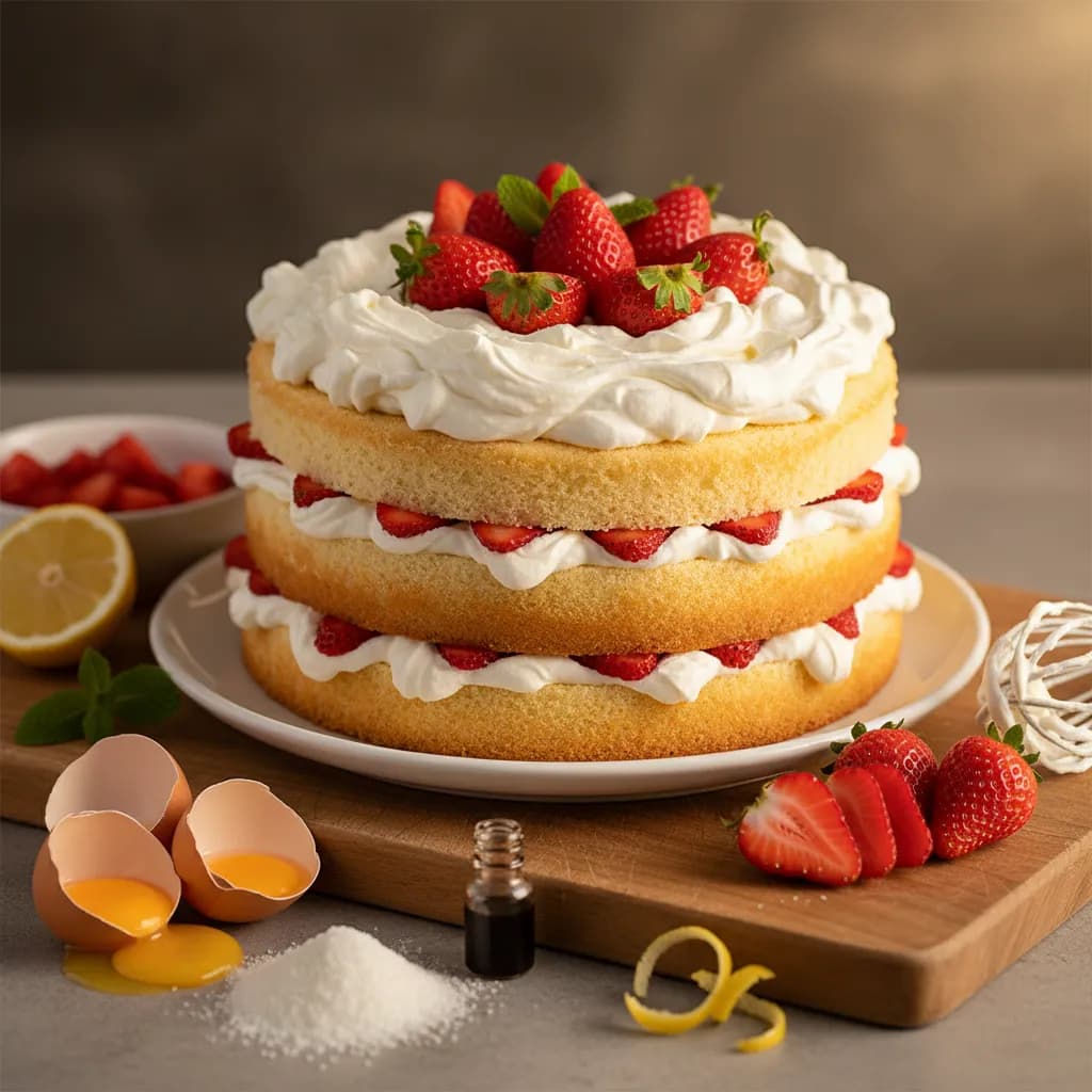 Bolo de Aniversário de Morangos e Chantilly