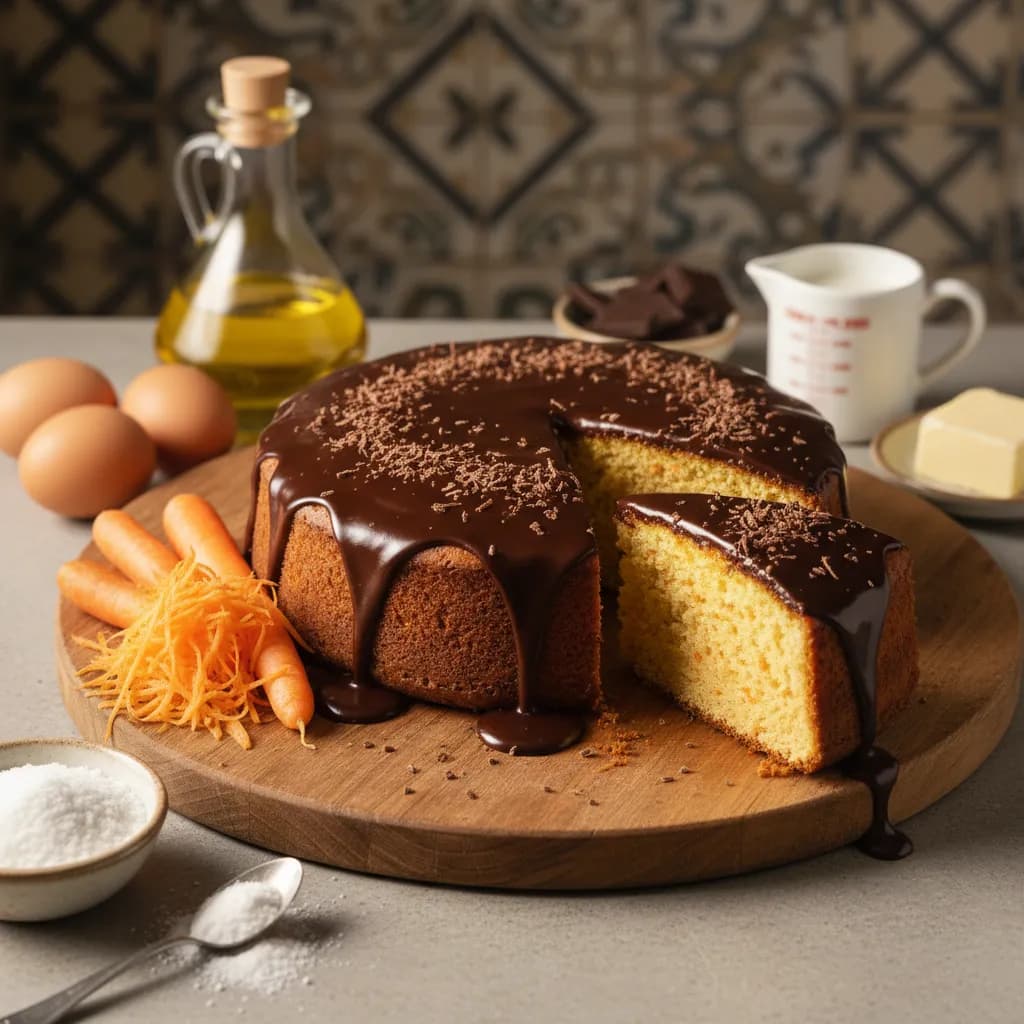 Bolo de Cenoura Ralada com Cobertura de Chocolate