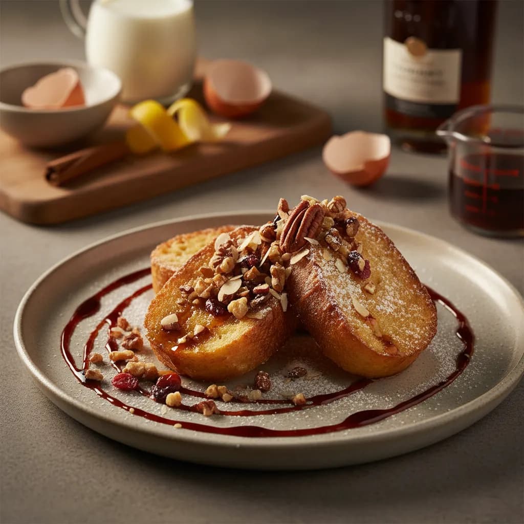 Rabanadas de Leite e Vinho do Porto com Frutos Secos