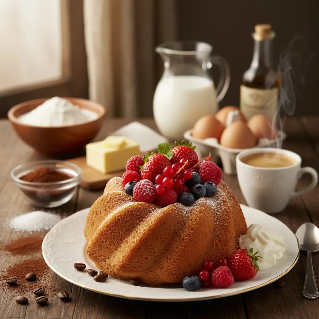 Bolo de Cappuccino com Frutos Vermelhos
