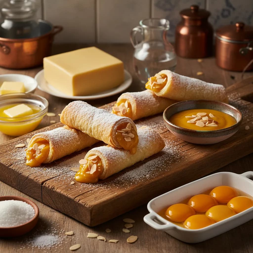 Pastéis de Tentúgal com Doce de Ovos com Amêndoa Palitada