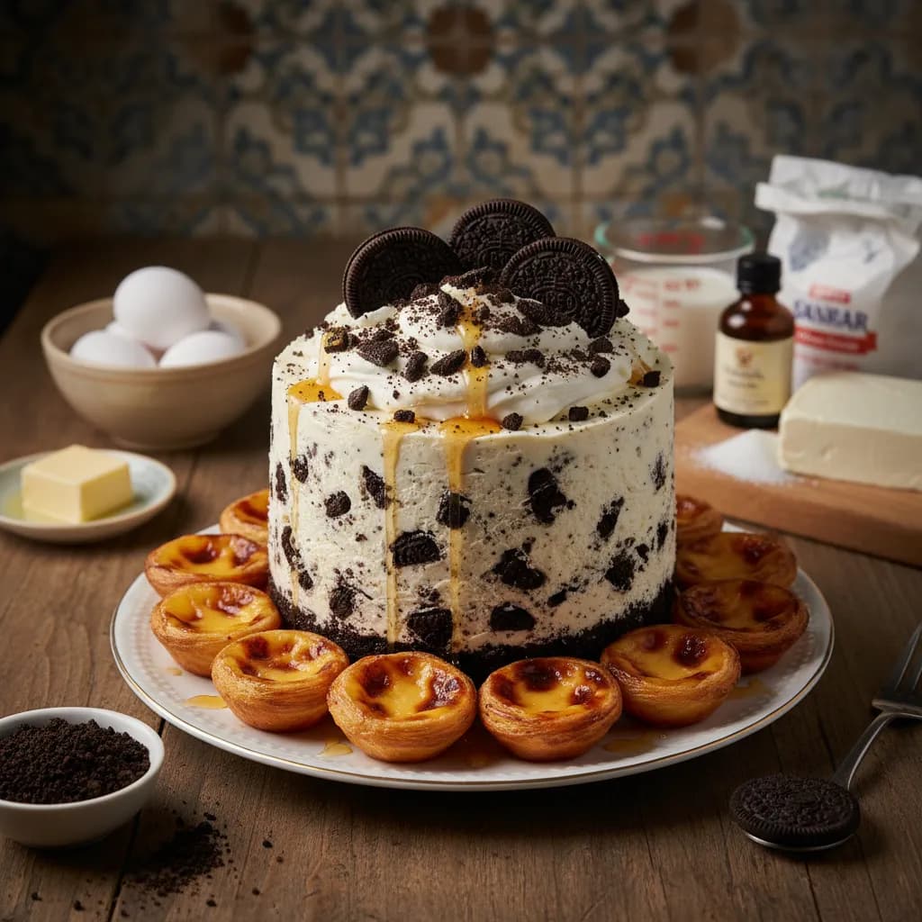 Cheesecake de Oreos com Toque Português